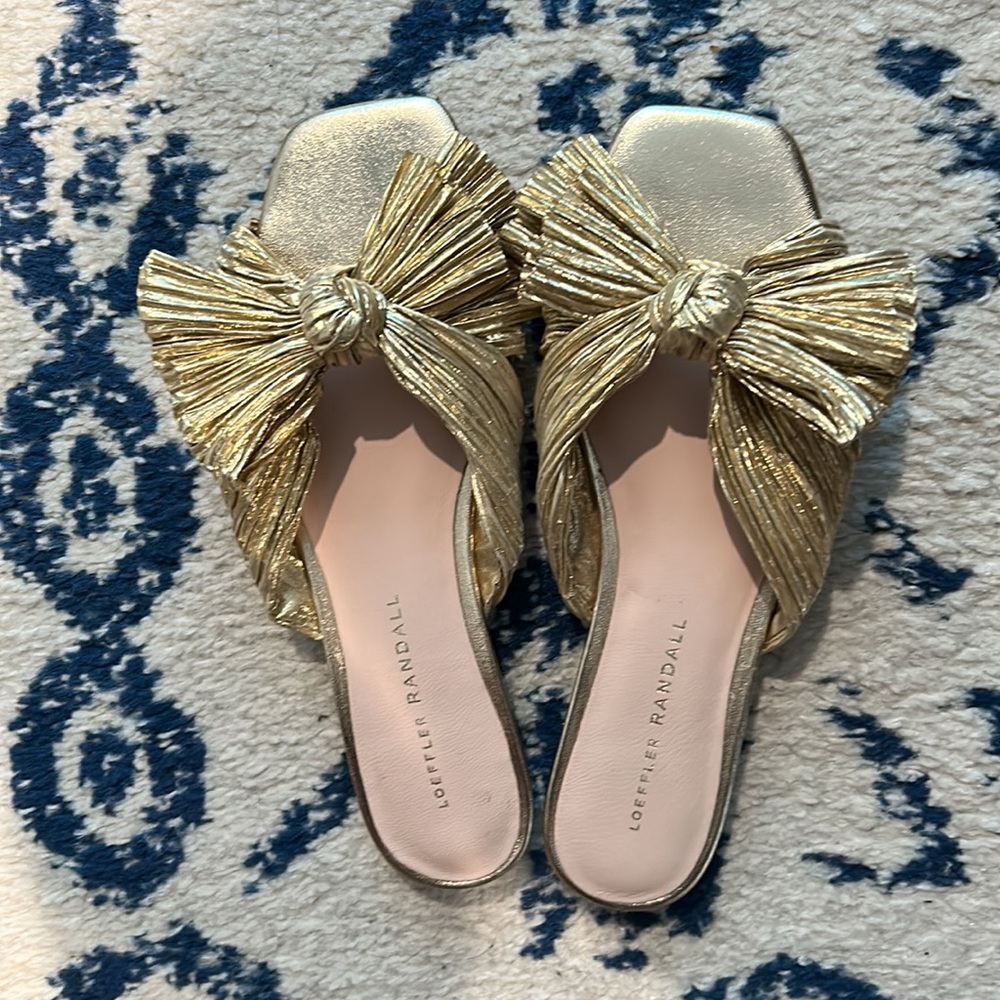 LOEFFLER RANDALL Gold Daphne Knot Flat Sandal - Picture 4 of 7